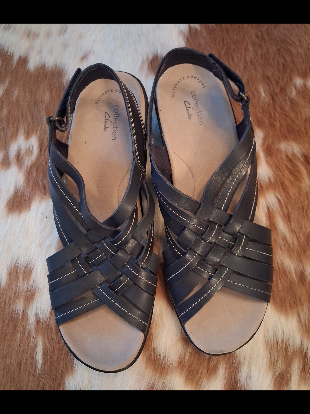 Clarks Lexi Carmen Black Woven Leather Slingback Sandals Sz9